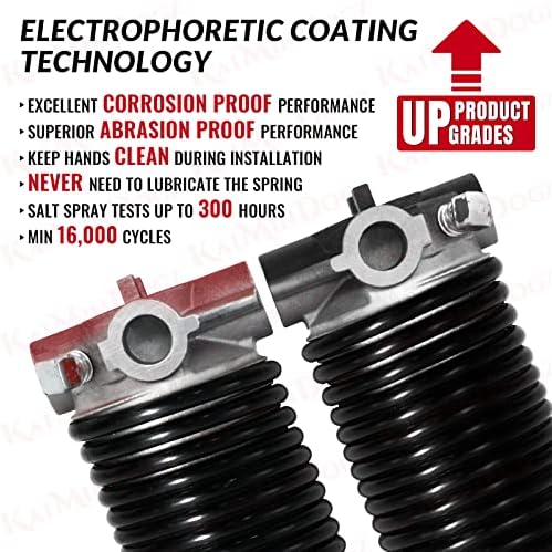 Pair of 2" Garage Door Torsion Springs Set with Non-Slip Winding Bar & Gloves,High Precision Electrophoresis Black Coated, for Replacement & Installation, MIN 16,000 Cycles (0.207x2''x22'') - Image 3