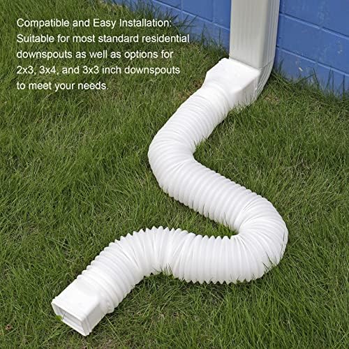 White-2pack Rain Gutter Downspout Extensions Flexible, Drain Downspout Extender,Down Spout Drain Extender, Gutter Connector Rainwater Drainage,Extendable from 21 to 68 Inches - Image 5