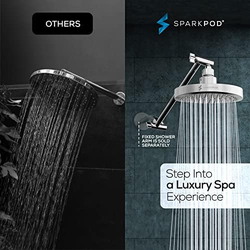 SparkPod Round Rain Shower Head with Extension Arm - Height Adjustable Shower Head with High Pressure Performance - Easy 1-Minute Installation (11" Arm Extension, Luxury Polished Chrome) - Image 2