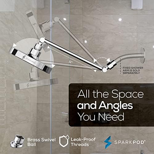SparkPod Round Rain Shower Head with Extension Arm - Height Adjustable Shower Head with High Pressure Performance - Easy 1-Minute Installation (11" Arm Extension, Luxury Polished Chrome) - Image 5