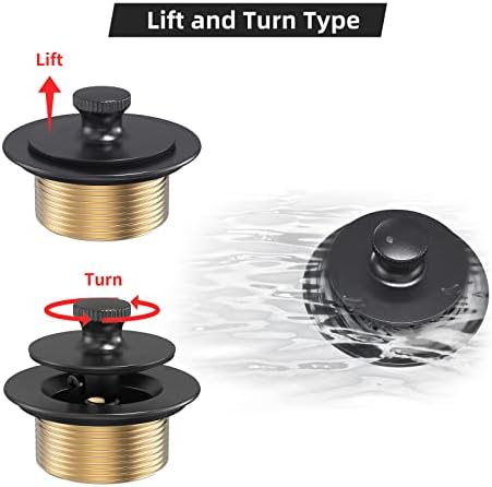 Matte Black Tub Drain and Overflow Kit, Replacement Bath Tub Drain Trim Set,Lift & Turn Bathtub Drain Kit with 2-Hole Overflow Faceplate Conversion Kit Assembly Fine/Coarse Thread - Image 5