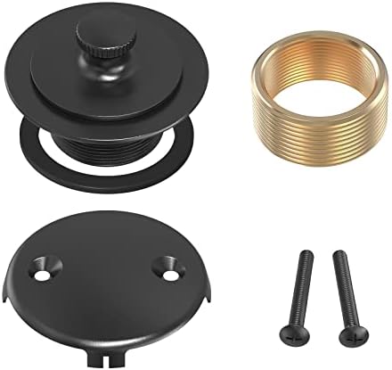 Matte Black Tub Drain and Overflow Kit, Replacement Bath Tub Drain Trim Set,Lift & Turn Bathtub Drain Kit with 2-Hole Overflow Faceplate Conversion Kit Assembly Fine/Coarse Thread - Image 9