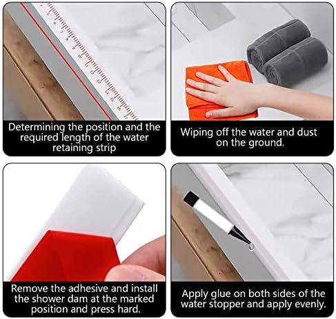 New Collapsible Shower Threshold Water Dam, Self Adhesive Silicone Waterproof Barrier Bathroom and Kitchen Water Strip Dam Shower Guard for Dry And Wet Separation Caulk Seal Strip Edge Trim(White) - Image 4