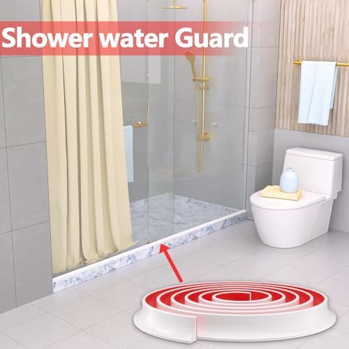 New Collapsible Shower Threshold Water Dam, Self Adhesive Silicone Waterproof Barrier Bathroom and Kitchen Water Strip Dam Shower Guard for Dry And Wet Separation Caulk Seal Strip Edge Trim(White) - Image 6