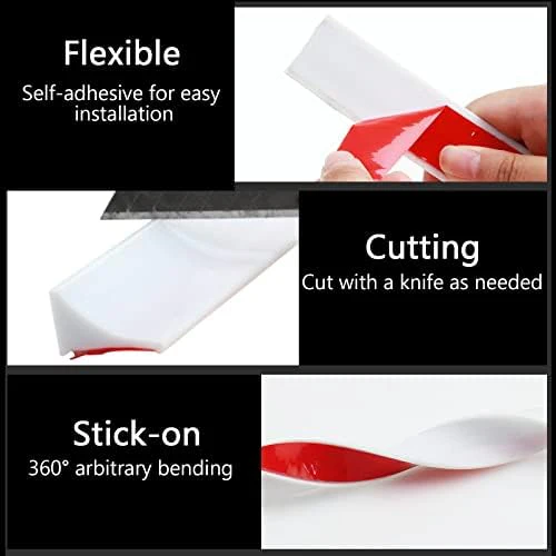 New Collapsible Shower Threshold Water Dam, Self Adhesive Silicone Waterproof Barrier Bathroom and Kitchen Water Strip Dam Shower Guard for Dry And Wet Separation Caulk Seal Strip Edge Trim(White) - Image 6