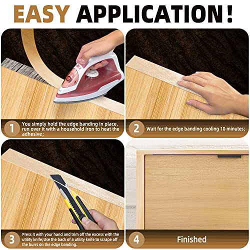GSCIT Club Birch Edge Banding, 1/2 inch x 50ft roll of Veneer Edge Banding -Pre-glued Flexible, Real Wood Tape Banding for Cabinet Repair Furniture Restoration - Image 4