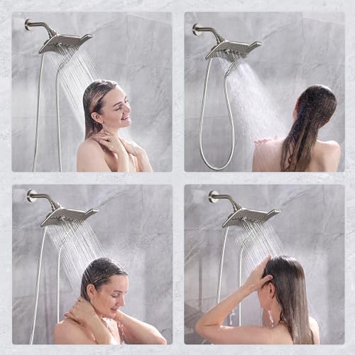 BRIGHT SHOWERS Shower Head Combo with Two Spray Setting , Fixed Shower Head and Handheld with Grey Face, Brushed Nickel - Image 6