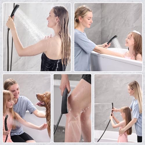 BRIGHT SHOWERS Four Spray Settings Shower Head Set Oil Rubbed Bronze and Black Finishing with 60" Long Stainless Steel Shower Hose - Image 4