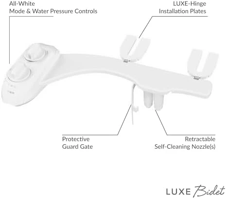 LUXE Bidet NEO 185 Plus - Patented Bidet Attachment for Toilet Seat, Innovative Hinges to Clean, Slide-in Easy Install, Advanced 360° Self-Clean, Dual Nozzles, Feminine & Rear Wash (White) - Image 8