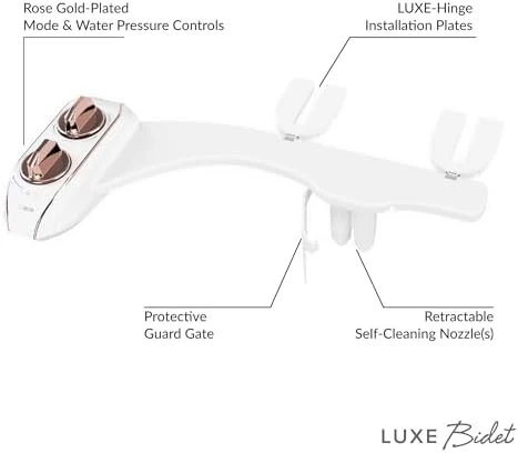 LUXE Bidet NEO 185 Plus - Patented Bidet Attachment for Toilet Seat, Innovative Hinges to Clean, Slide-in Easy Install, Advanced 360° Self-Clean, Dual Nozzles, Feminine & Rear Wash (Rose Gold) - Image 8