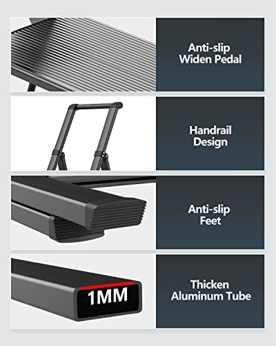 WOA WOA 5 Step Ladder, Ladders for Home, Anti-Slip Pedals, Aluminum Step Stool Foldable, Lightweight to Move, Ease of Storage, Reach 10ft for Closet Kitchen Library, Hold 300lbs - Black - Image 6