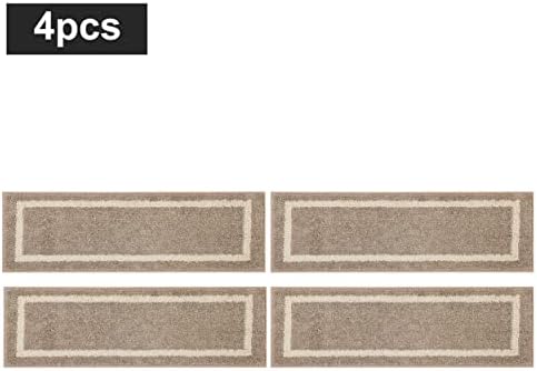 COSY HOMEER Soft Stair Treads Non-Slip Carpet Mat 28inX9in Indoor Stair Runners for Wooden Steps,Stair Rugs for Kids and Dogs, 100% Polyester TPE Backing 4pcs,Beige,Square - Image 9