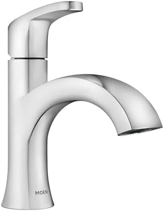 Moen Karis Chrome One-Handle Single Hole Bathroom Sink Faucet with Optional Deckplate, 84346