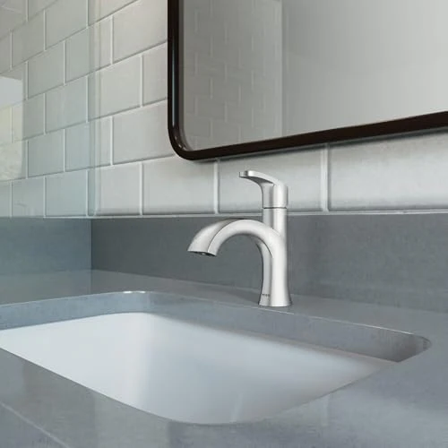 Moen Karis Chrome One-Handle Single Hole Bathroom Sink Faucet with Optional Deckplate, 84346 - Image 2