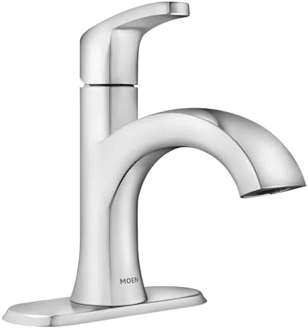 Moen Karis Chrome One-Handle Single Hole Bathroom Sink Faucet with Optional Deckplate, 84346 - Image 6