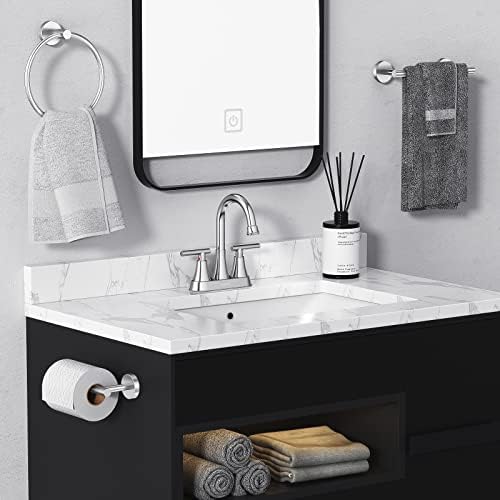 Bathroom Faucets for Sink 3 Hole, Hurran 4 inch Chrome Bathroom Sink Faucet with Pop-up Drain and Supply Hoses, Stainless Steel Lead-Free 2-Handle Centerset Utility Faucet for Sink Vanity RV - Image 6