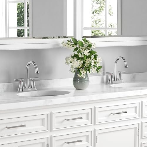 Bathroom Faucets for Sink 3 Hole, Hurran 4 inch Chrome Bathroom Sink Faucet with Pop-up Drain and Supply Hoses, Stainless Steel Lead-Free 2-Handle Centerset Utility Faucet for Sink Vanity RV - Image 7