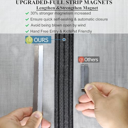 Magnetic Screen Door Upgraded-Model Full Strip Magnets,Fiberglass Heavy Duty Mesh Magnetic Door Screen,Full Frame Seal Retractable Mesh Insect Screens not of Metal - Image 4