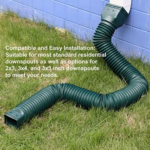 Green1-Pack Rain Gutter Downspout Extensions Flexible, Drain Downspout Extender,Down Spout Drain Extender, Gutter Connector Rainwater Drainage,Extendable from 21 to 68 Inches - Image 5