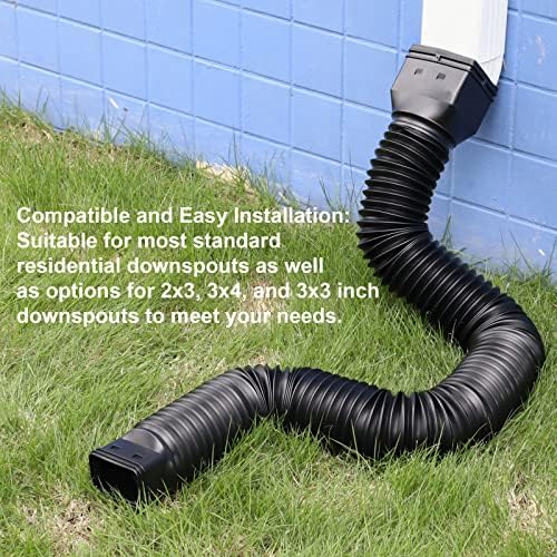 Black 1-Pack Rain Gutter Downspout Extensions Flexible, Drain Downspout Extender,Down Spout Drain Extender, Gutter Connector Rainwater Drainage,Extendable from 21 to 68 Inches - Image 5