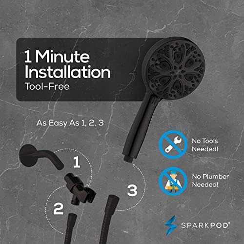SparkPod 10-Mode Handheld Shower Head with Hose - 5" High Pressure Shower Head Set with Touch-to-Clean Nozzles, Built-In Power Jet, Stainless Steel 6ft Hose & Bracket (Oil-Rubbed Bronze) - Image 3