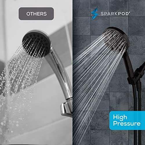 SparkPod 10-Mode Handheld Shower Head with Hose - 5" High Pressure Shower Head Set with Touch-to-Clean Nozzles, Built-In Power Jet, Stainless Steel 6ft Hose & Bracket (Oil-Rubbed Bronze) - Image 4