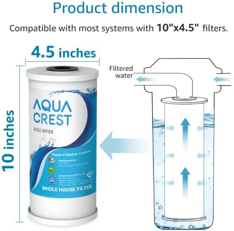 AQUA CREST FXHTC Whole House Water Filter, Well Water Filter Replacement for GE® FXHTC, GXWH40L, American Plumber W10-PR, Culligan® RFC-BBSA, W10-BC, Carbon Filters, 5 Micron, Pack of 3 - Image 2