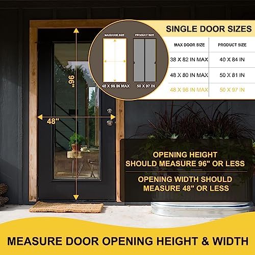 Magnetic Screen Door for 48 x 96 Inch French Door, Screen Itself Size: 50" x 97", Glass Sliding Door Heavy Duty Screen Door Mesh Curtain Keeps Bugs Out for Patio, Sliding Or Large Door - Image 2