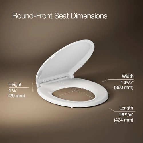 KOHLER 4639-RL-0 Cachet ReadyLatch Round-Front Toilet Seat, Quiet-Close Lid, Contoured Seat, Grip-Tight Bumpers and Installation Hardware, White - Image 3
