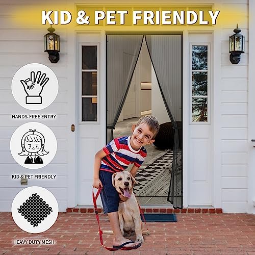 Magnetic Screen Door- Fit for Door Size:36x80 Inch, Screen Itself Size:38"x82", Hands Free Mesh Partition,Heavy Duty Screen Door Mesh Curtain Keeps Bugs Out, Frame Hook & Loop, Pet and Kid Friendly - Image 4