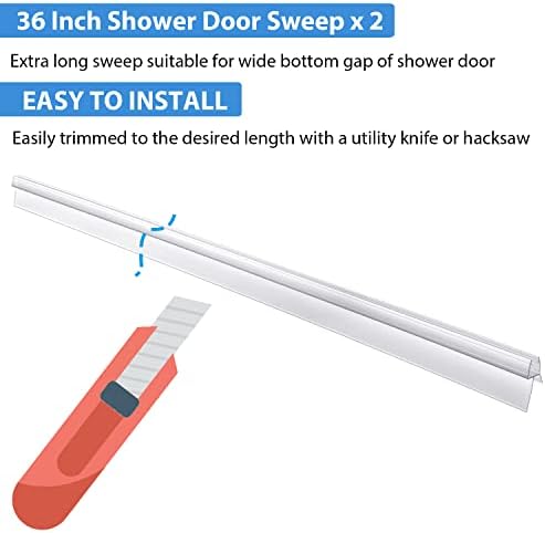 2-Pack Butecare Frameless Shower Door Bottom Seal with Long Sweep for Glass Doors – Stop Shower Leaks and Create a Water Barrier (3/16” x 36”) - Image 4