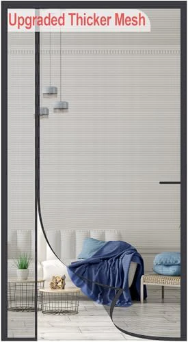 Upgraded Magnetic Screen Door Thicker 255g/㎡ Reinforced Mesh,Reversible Left Right Side Opening,Fit Door Size 36 x 80 Inch,Retractable Door Screen Magnetic Closure,Door Curtain for Single Front Door
