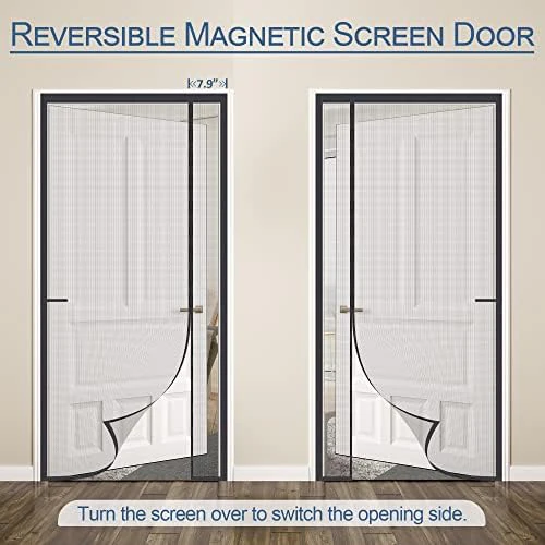 Upgraded Magnetic Screen Door Thicker 255g/㎡ Reinforced Mesh,Reversible Left Right Side Opening,Fit Door Size 38 x 82 Inch,Retractable Door Screen Magnetic Closure,Door Curtain for Single Front Door - Image 7