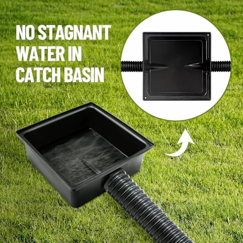 Gutter Downspout Extensions, NAACOO Upgraded 12x12in Catch Basin Low Profile Downspout Extender | No Deep Dig French Drain, Flexible Pipe Extension to 8.2ft, Protect House Foundation. - Image 6