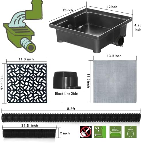 Gutter Downspout Extensions, NAACOO Upgraded 12x12in Catch Basin Low Profile Downspout Extender | No Deep Dig French Drain, Flexible Pipe Extension to 8.2ft, Protect House Foundation. - Image 7