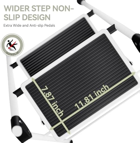 Step Ladder, Folding Step Stool with Wide Anti-Slip Pedal, Sturdy Steel Ladder, Convenient Handrail, Lightweight, Portable Steel Step Stool - Image 2