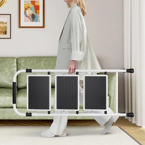 Step Ladder, Folding Step Stool with Wide Anti-Slip Pedal, Sturdy Steel Ladder, Convenient Handrail, Lightweight, Portable Steel Step Stool - Image 8