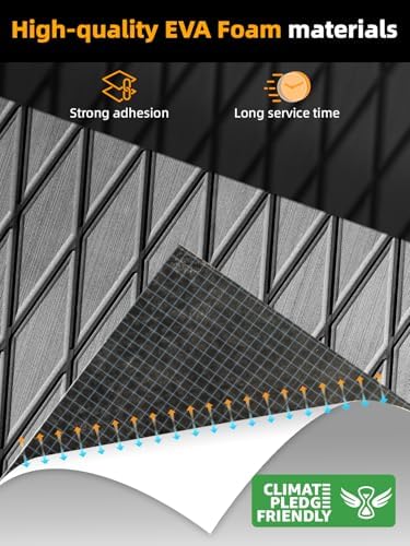 FOCEAN Boat Flooring EVA Foam Boat Decking Marine Mat Non-Slip Self-Adhesive Flooring Sheet for Motorboat Kayak Surfboard Garden Floor Swimming Pools, 94.5''x 15.7'', Grey with Black Lines - Image 2