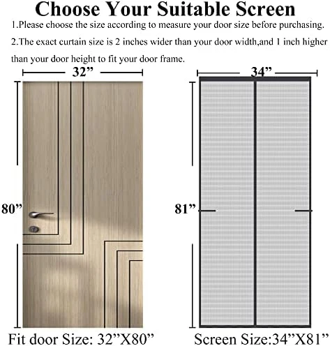 Magnetic Screen Door Upgraded-Model Full Strip Magnets,Fiberglass Heavy Duty Mesh Screen Doors Magnets,Retractable Door Screen Magnetic Closure for Single Front Patio Fit Doors to 32x80 - Image 2