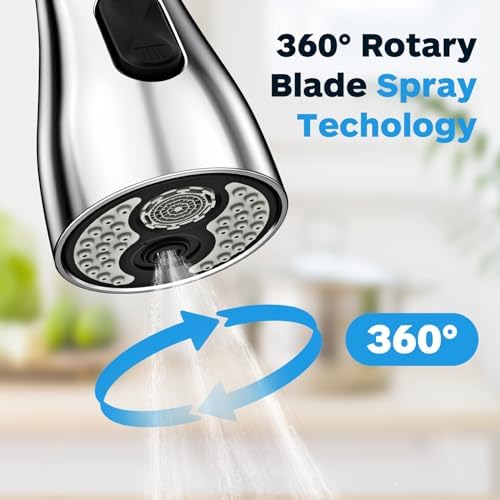 Kitchen Faucet Head Replacement 3 Modes with 12 Adapters, Pull Down Spray Head for Kitchen Faucet, Kitchen Sink Faucet Head G 1/2, Sprayer Head Replacement, Chrome - Image 3