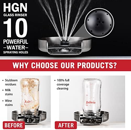 HGN Glass Rinser for Kitchen Sinks,Stainless Steel Sink Cup Washer,Cup Rinser Bar Cup Cleaner Sink Attachment - Image 4