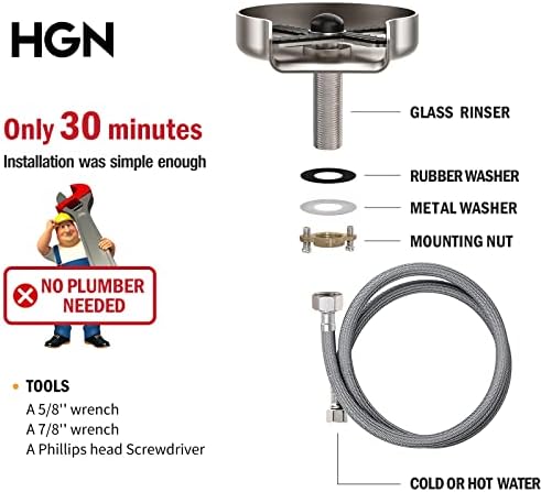 HGN Glass Rinser for Kitchen Sinks,Stainless Steel Sink Cup Washer,Cup Rinser Bar Cup Cleaner Sink Attachment - Image 7