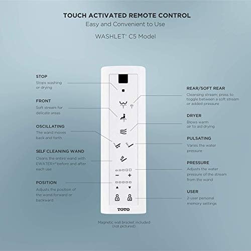 TOTO SW3083#01 WASHLET C5 Round Electronic Bidet Toilet Seat, C5Round, Cotton White - Image 7