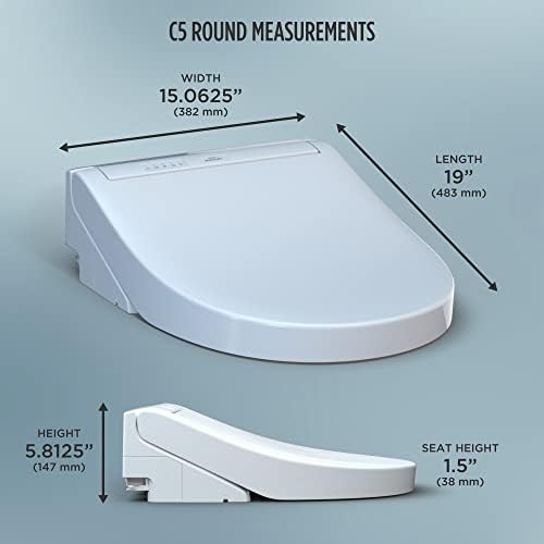 TOTO SW3083#01 WASHLET C5 Round Electronic Bidet Toilet Seat, C5Round, Cotton White - Image 9