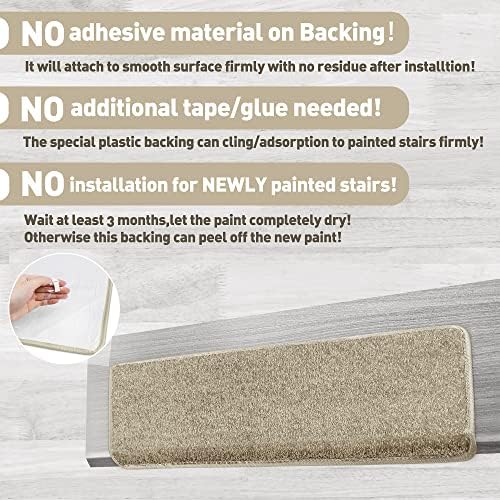 PURE ERA Bullnose Carpet Stair Treads Set Tape Free Non-Slip Indoor Stair Protectors Pet Friendly Rugs Covers Soft Skid Resistant Washable Reusable 9.5" x 30"(14 Pieces,Cream Gray) - Image 5