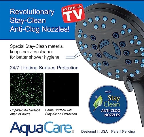 Hotel Spa AquaCare As-Seen-On-TV High Pressure 48-setting Rain & Handheld 3-way Shower Head Combo - Anti-clog Nozzles/Tub, Tile & Pet Power Wash/Extra Long 6 ft. Hose/Matte Black Finish - Image 5