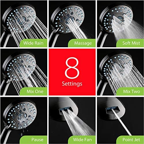 Hotel Spa AquaCare As-Seen-On-TV High Pressure 48-setting Rain & Handheld 3-way Shower Head Combo - Anti-clog Nozzles/Tub, Tile & Pet Power Wash/Extra Long 6 ft. Hose/Matte Black Finish - Image 7