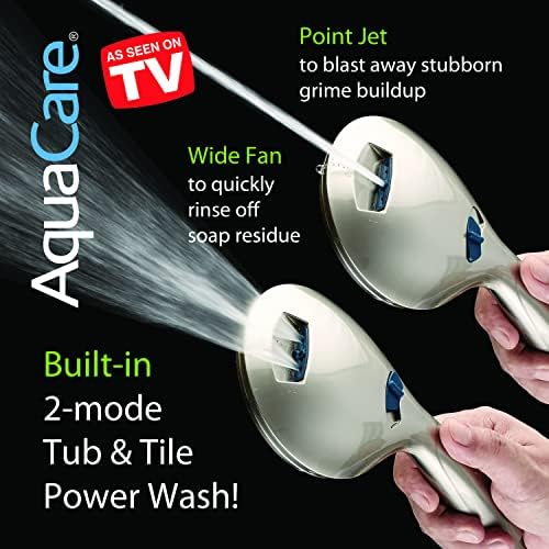Hotel Spa AquaCare As-Seen-On-TV High Pressure 48-setting Rain & Handheld 3-way Shower Head Combo - Anti-clog Nozzles/Tub, Tile & Pet Power Wash/Extra Long 6 ft. Hose/Satin Nickel Finish - Image 4