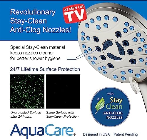 Hotel Spa AquaCare As-Seen-On-TV High Pressure 48-setting Rain & Handheld 3-way Shower Head Combo - Anti-clog Nozzles/Tub, Tile & Pet Power Wash/Extra Long 6 ft. Hose/Satin Nickel Finish - Image 5