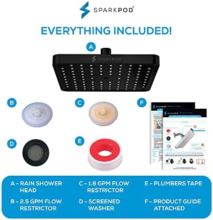 SparkPod Shower Head - High Pressure Rain - Premium Quality Luxury Design - 1-Min Install - Easy Clean Adjustable Replacement for Your Bathroom Shower Heads (Midnight Black Matte, 8 Inch Square) - Image 6